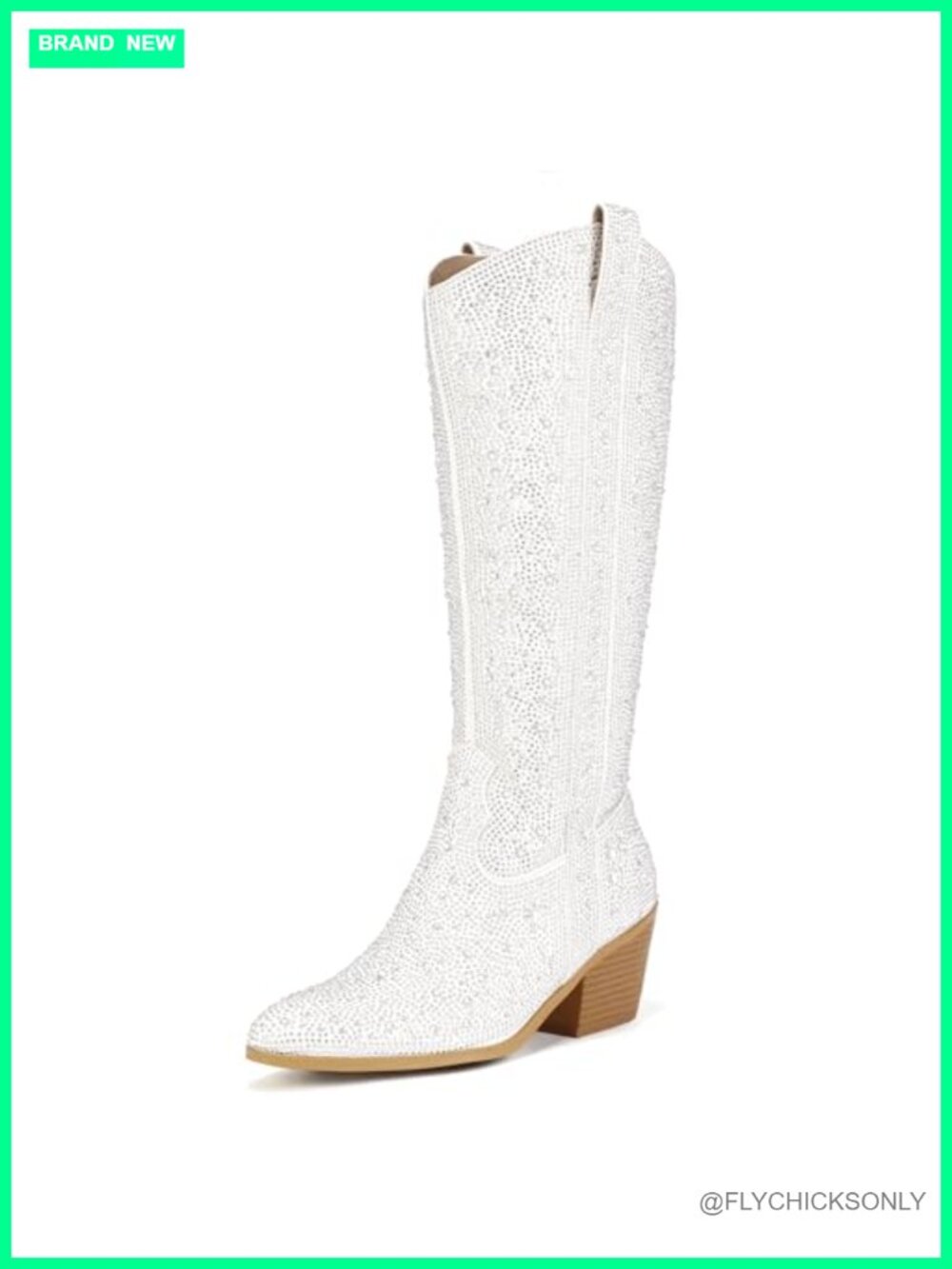 IDIFU Cowboy Knee High Western Boots for Women Pointed Toe Block Heel